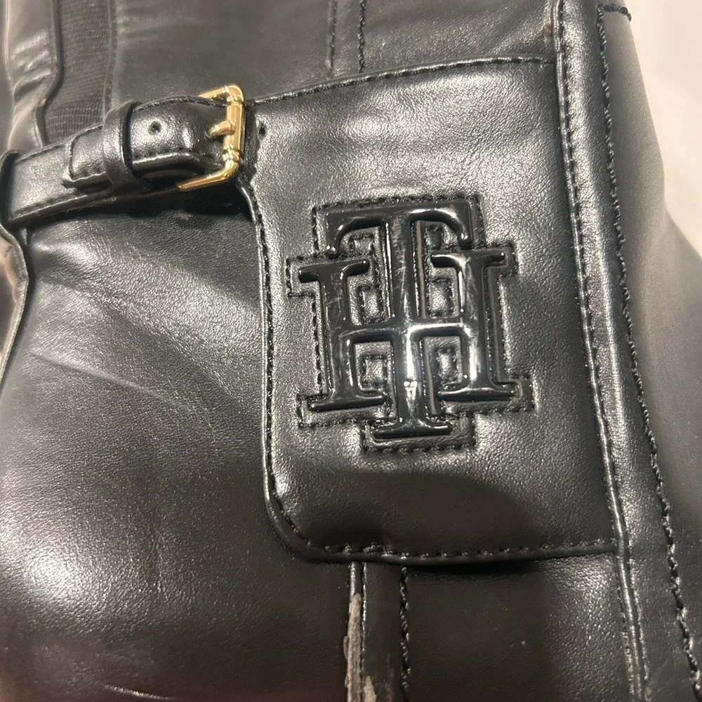 Tommy Hilfiger Black and Brown Over the‎ Knee Boots